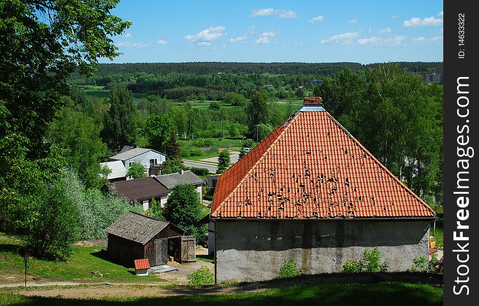 Kandava, photographed from castle ruins.