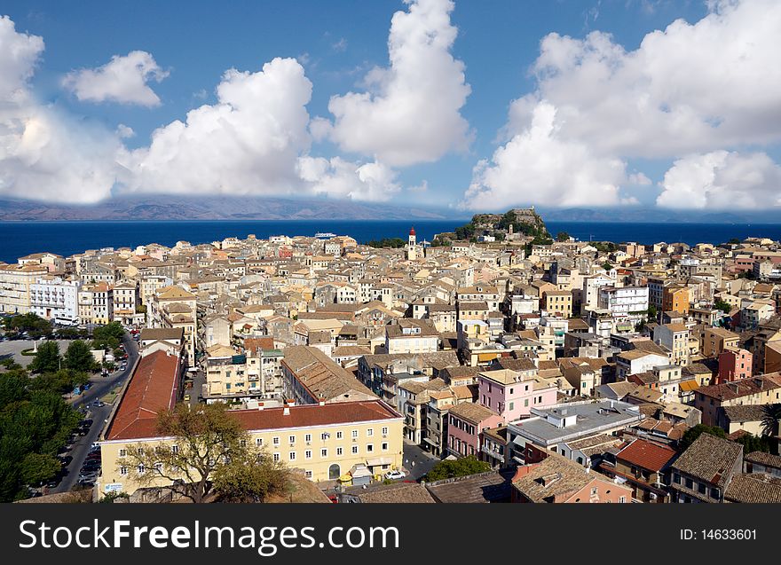 View of Corfu city Greece