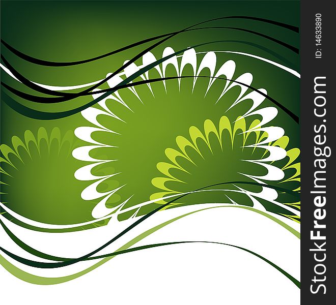 Green background with flower design,. Green background with flower design,