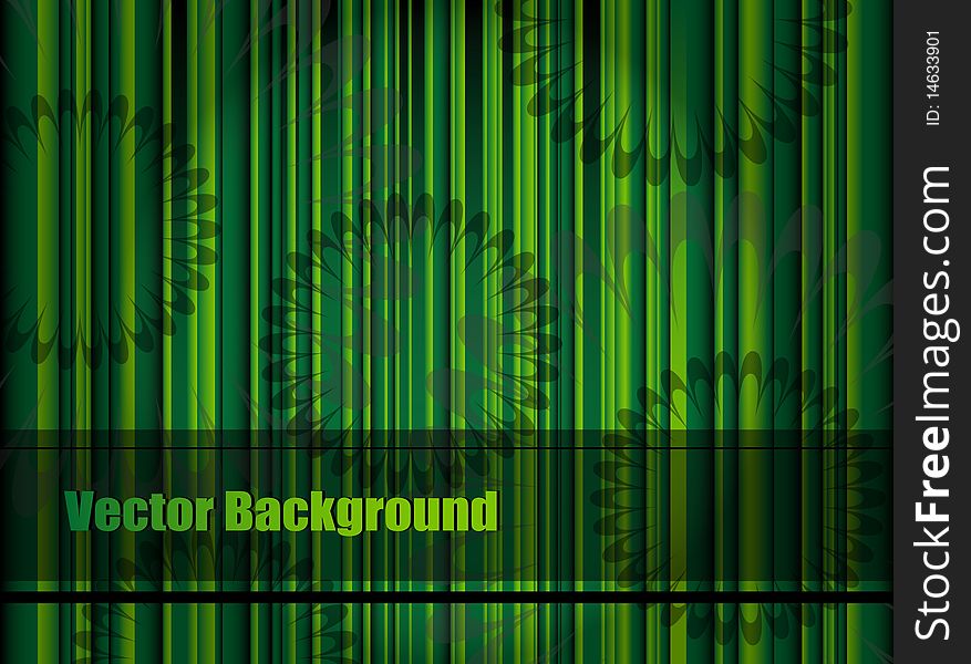 Green background with stripes and flower pattern,