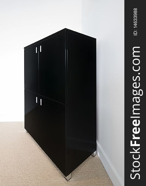 Black wooden cabinet isolated