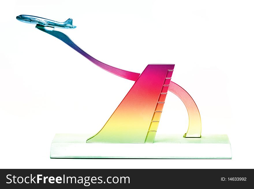 Colorful small metallic airplane isolated