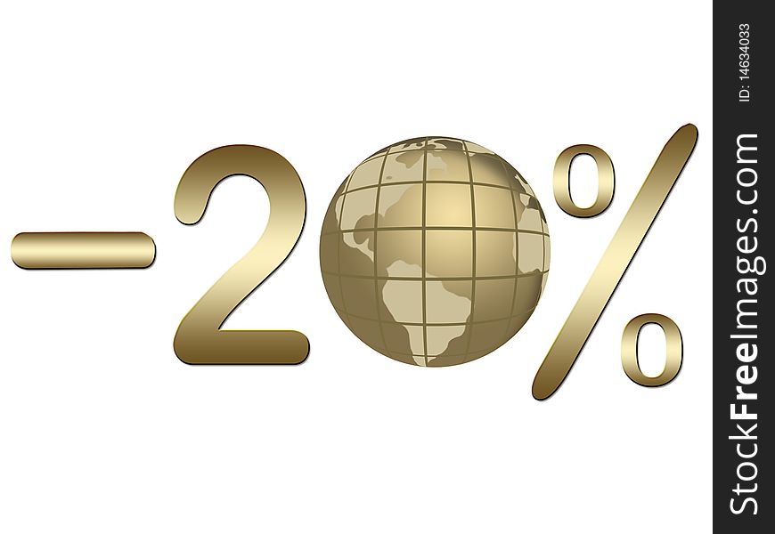 Minus twenty percents with globe