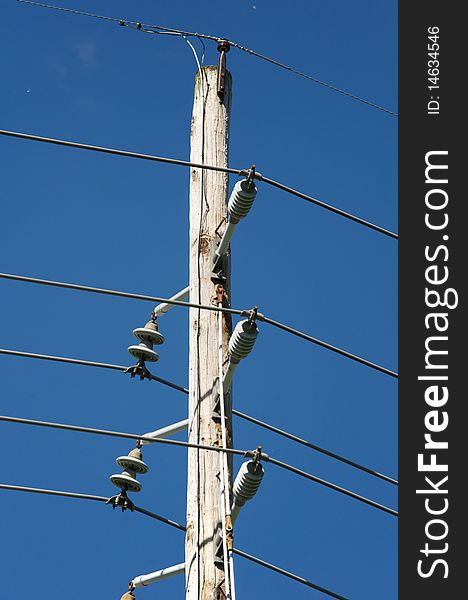 Detail of a high voltage power pole. Detail of a high voltage power pole