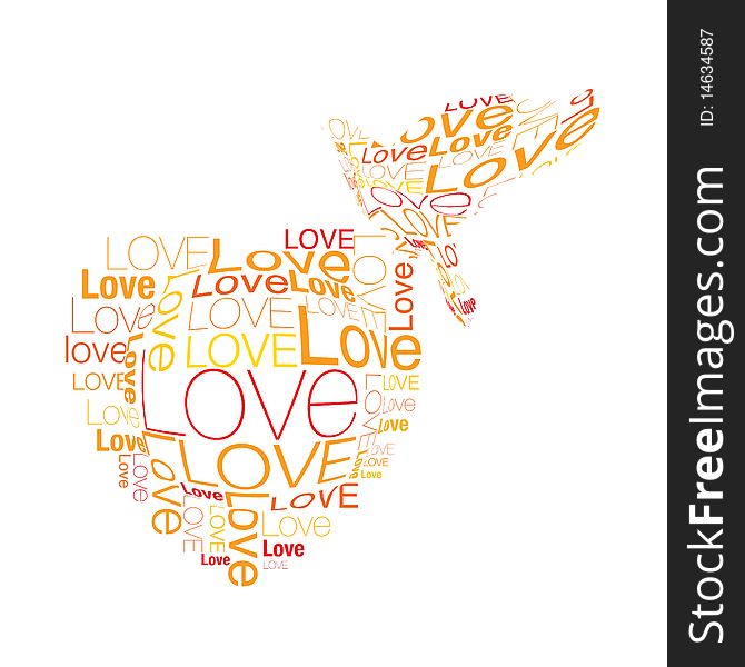 Heart and love bird was created with typographic design