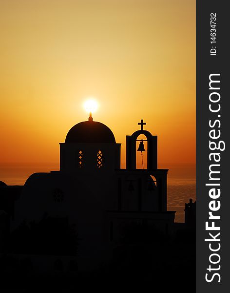 Santorini church sunrise