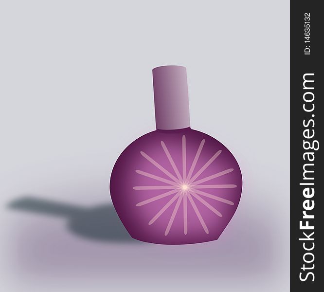 A purple bottle of perfume.