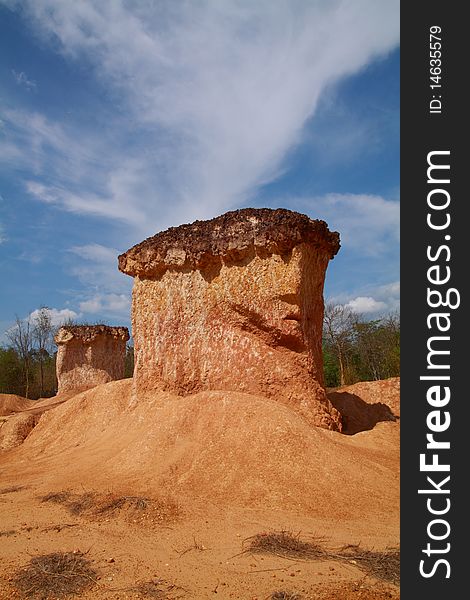 Nice soil column from soil erosion, Phae Mueang Phee forest park Thailand. Nice soil column from soil erosion, Phae Mueang Phee forest park Thailand