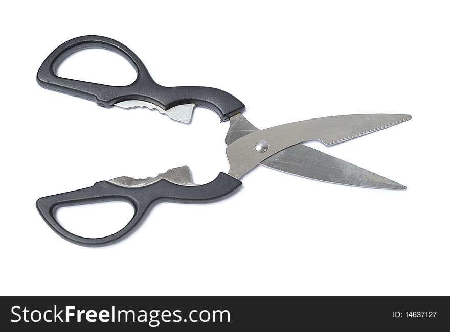 Kitchen scissors isolated over white