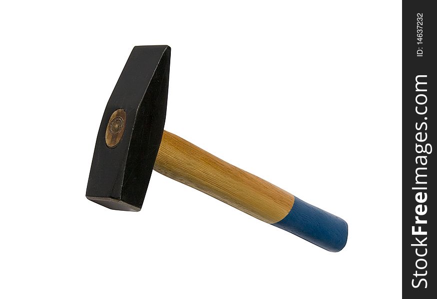 Hammer With Wood Handle On White Background