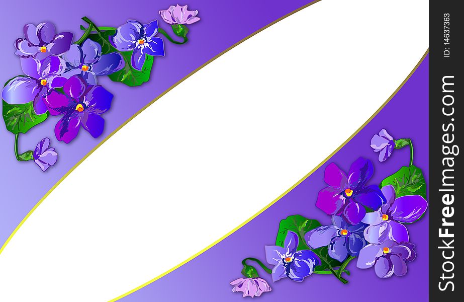 Bouquet of violets on a lilac background