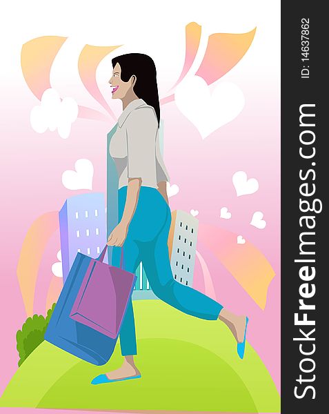 Image of a female shopper who is shopping in a mall. Image of a female shopper who is shopping in a mall.