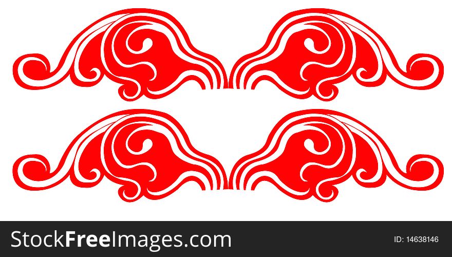 Illustration drawing of beautiful red wave pattern