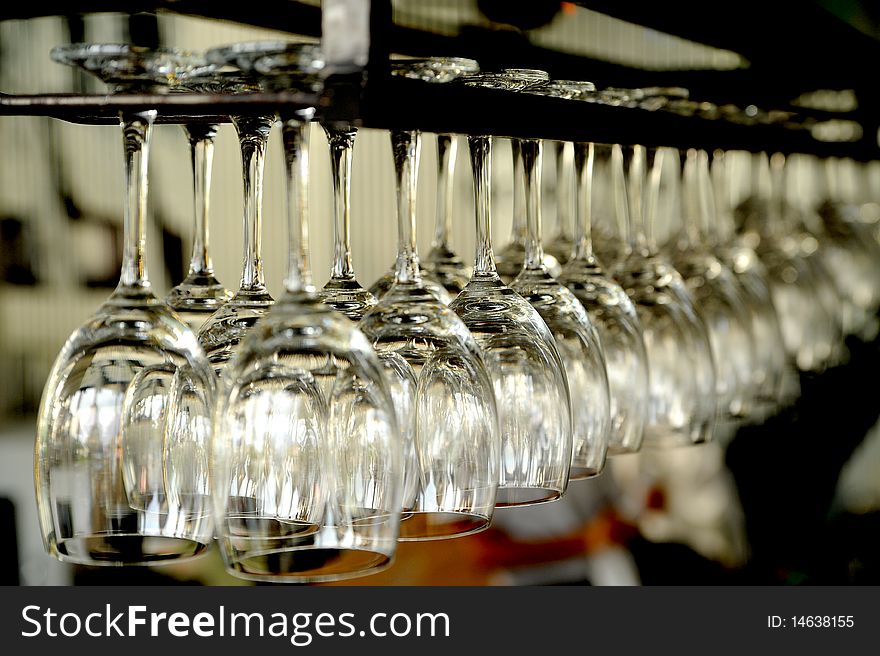 Wine glass in water bar