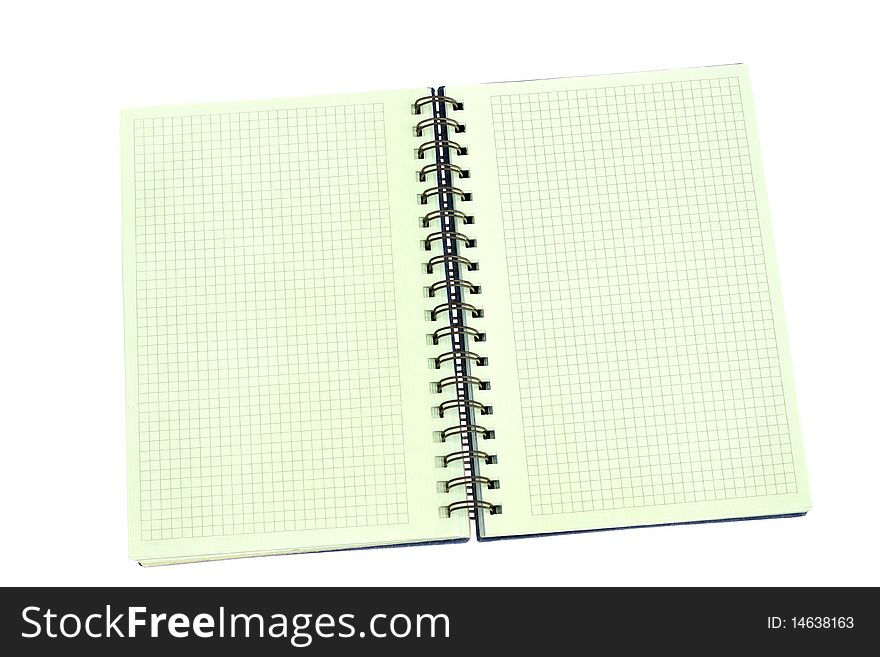 Blank open notebook isolated on white background. Blank open notebook isolated on white background