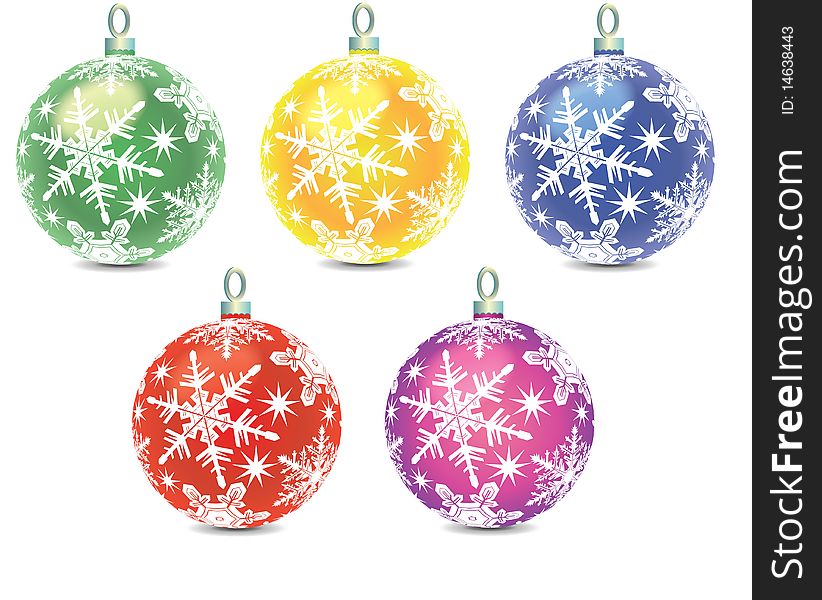 Five decoration balls for christmas tree. Five decoration balls for christmas tree