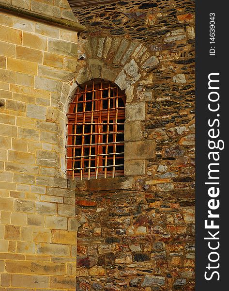 France, Brittany. Window between two stone walls. France, Brittany. Window between two stone walls