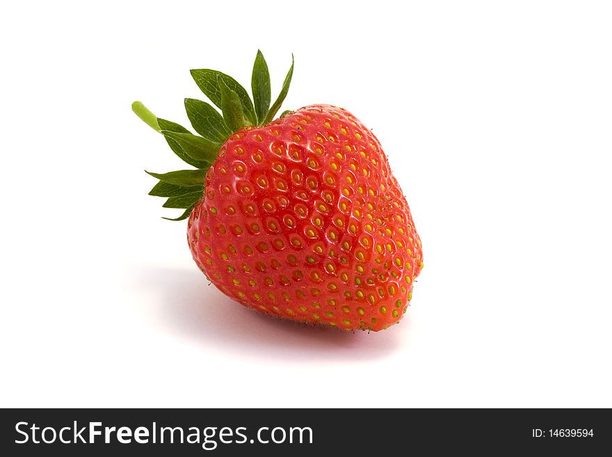 Single Strawberry Over White