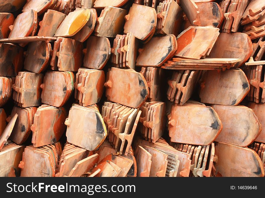 Red tiles decoration for roof.