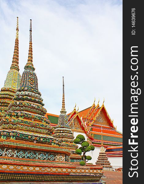 Golden Pagoda in a temple at Thailand.