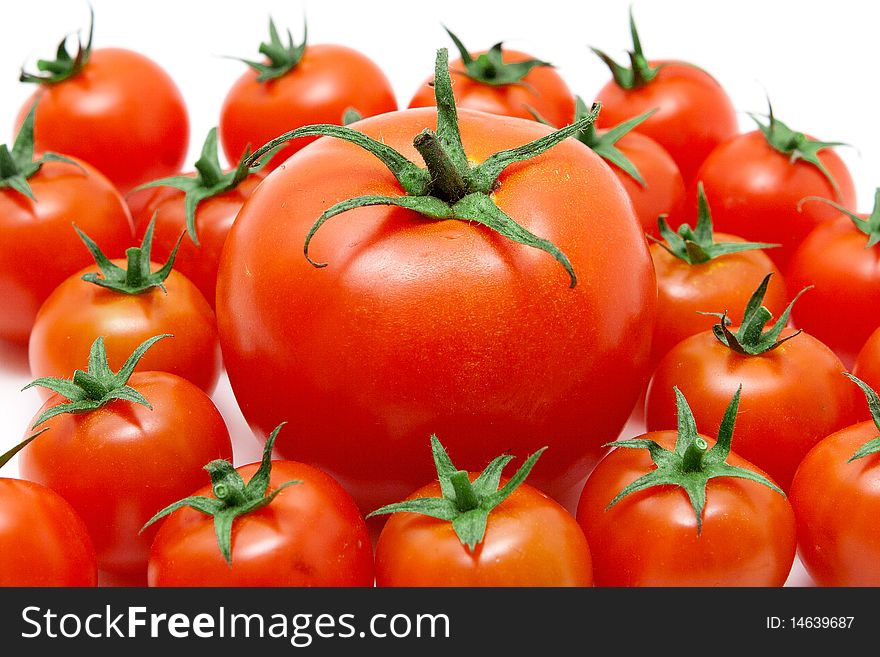 Set of tomatos. Isolated on white.