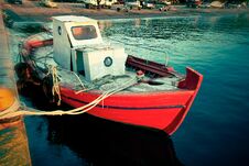 Boat In The Harbor Stock Photo