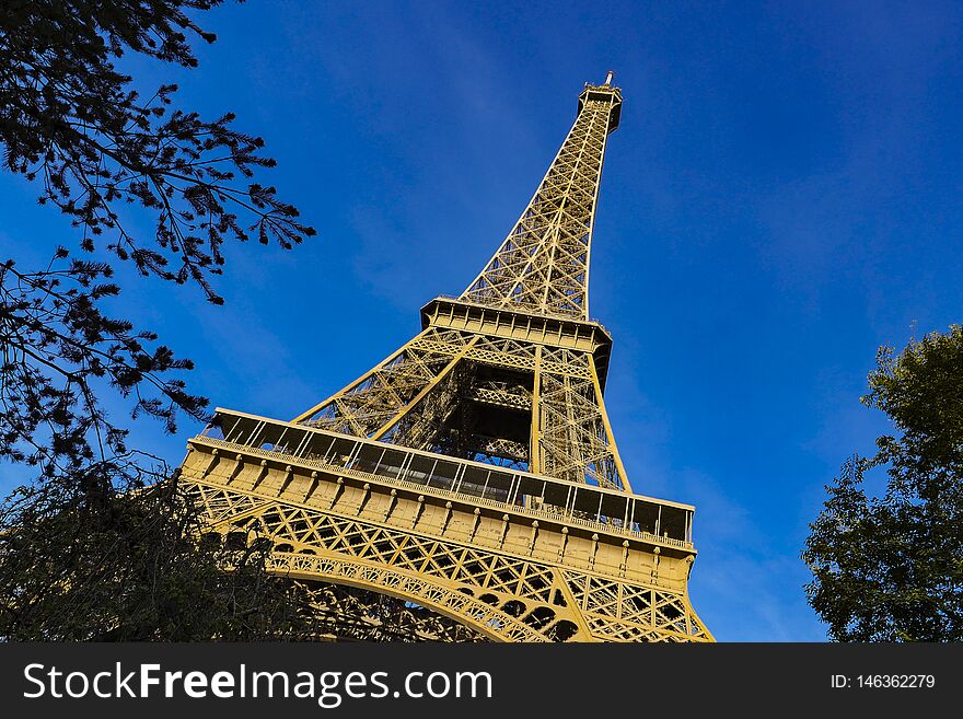 Eiffel Tower on blue sky Paris, France