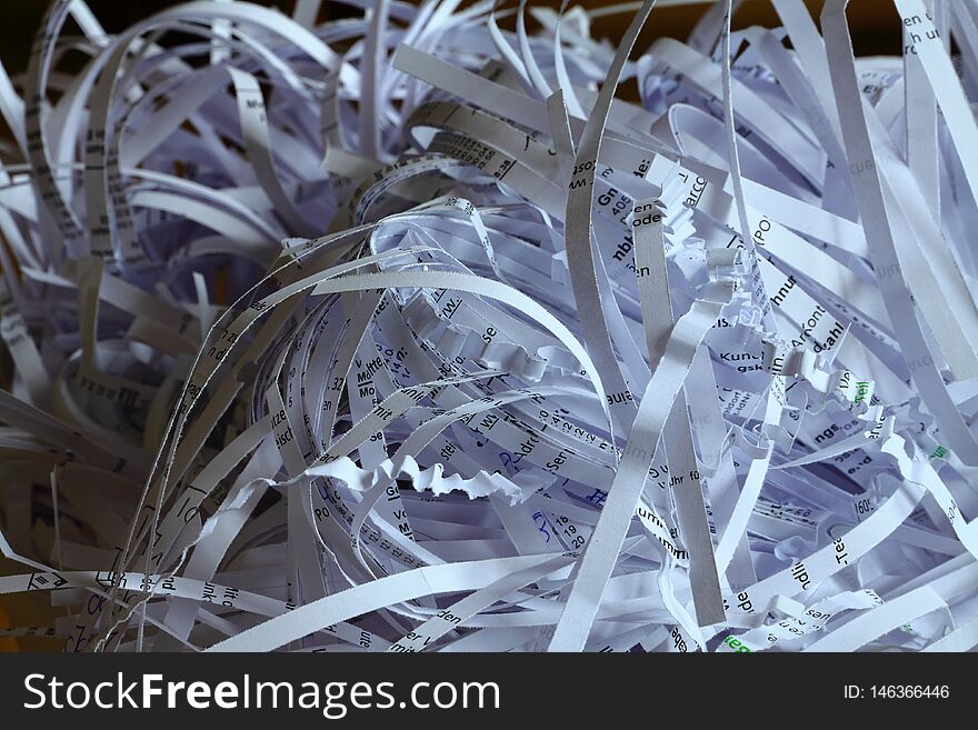Shredded paper in a office