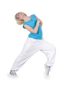 Teenager Dancing Hip-hop Over White Stock Photos