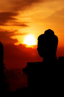 Borobudur Silhouette Sunrise Stock Photo Borobudur Silhouette Sunrise Stock Photo