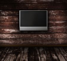 Grunge Interior With LCD Tv Royalty Free Stock Images Grunge Interior With LCD Tv Royalty Free Stock Images