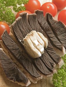 Sliced Mushroom With Tomatoes And Parsley. Stock Photos Sliced Mushroom With Tomatoes And Parsley. Stock Photos