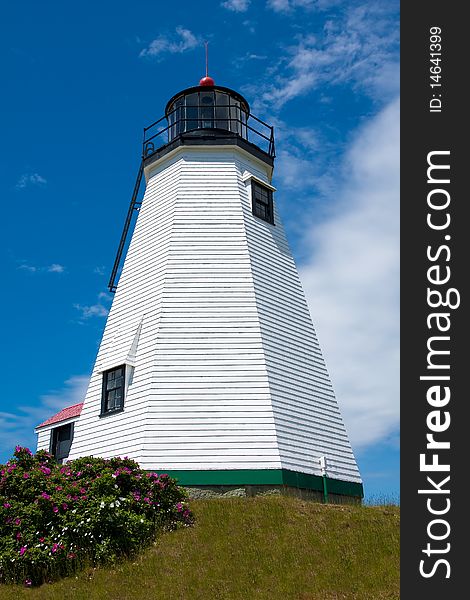 Lighthouse against the blue sky.