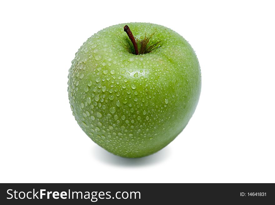 Fresh green juicy wet apple
