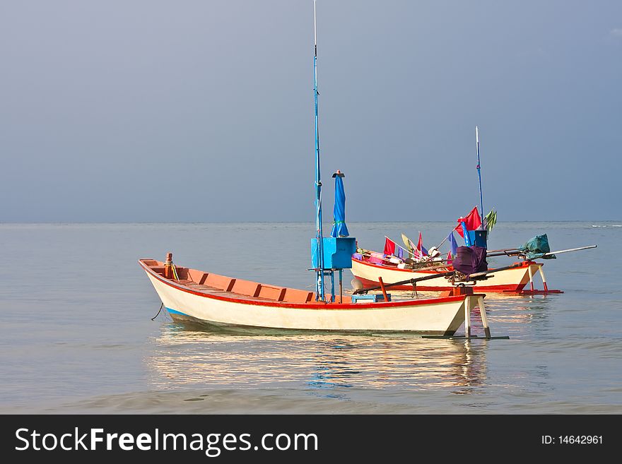 Two fishery boat on Thai sea in morning  image