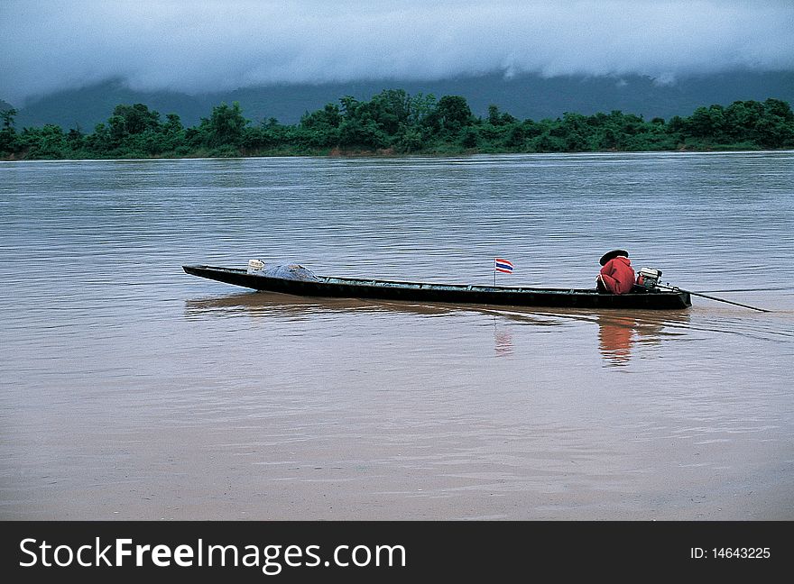 The boat in Mekong River, Thailand- Laos. The boat in Mekong River, Thailand- Laos