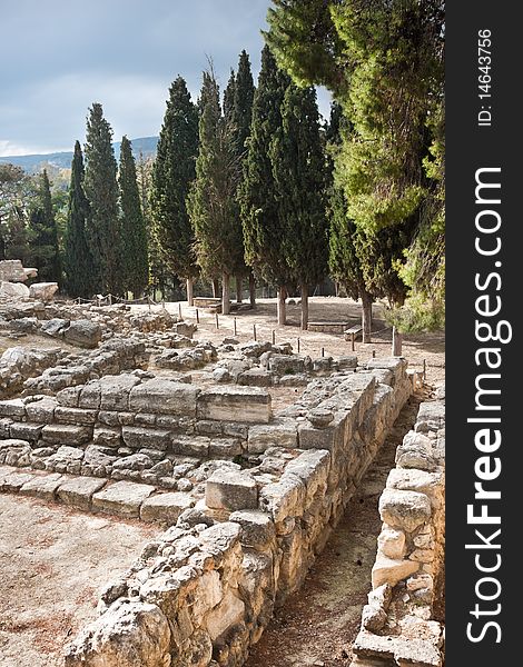 Walls at Knossos Archeological Site in Crete, Greece