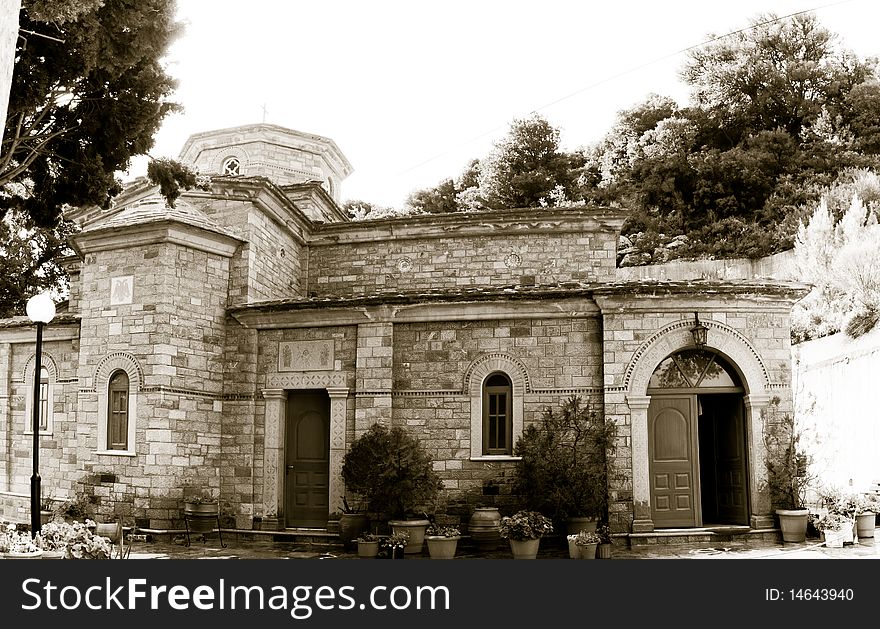 The new church of the Kremaston Monastery in Crete, Greece.
