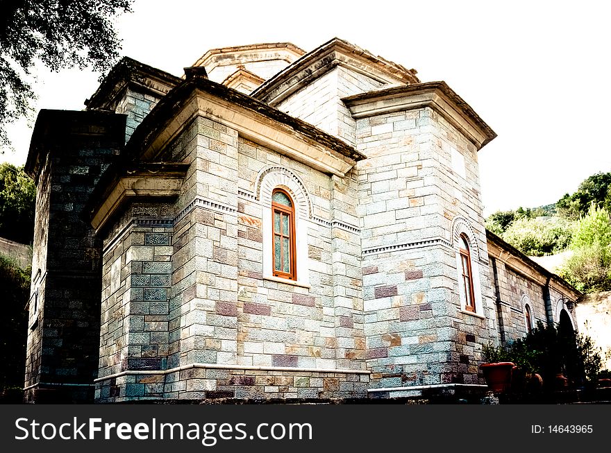 The new church of the Kremaston Monastery in Crete, Greece.