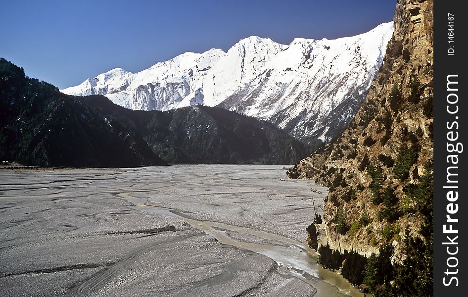 Dry Riverbed in the Annapurna region, Nepal. Dry Riverbed in the Annapurna region, Nepal