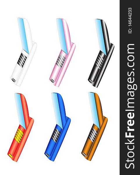 Illustration of my own design for modern cellular phones. Different colors.