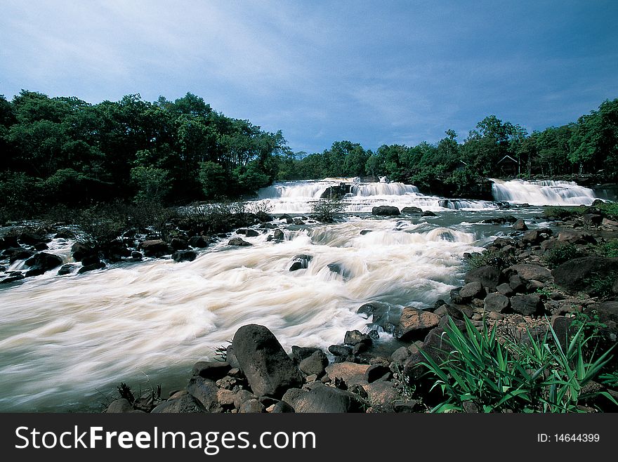 Waterfall in forest of Laos