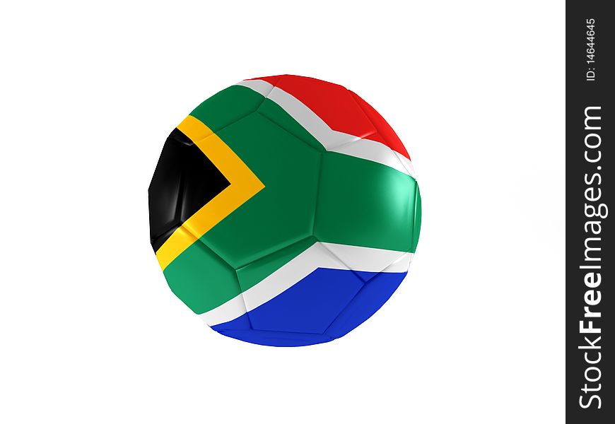 World cup. Ball painted in flag of South Africa isolated on white background. High quality 3d render. World cup. Ball painted in flag of South Africa isolated on white background. High quality 3d render.