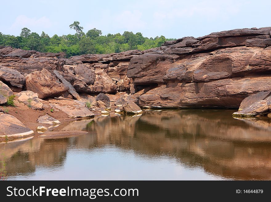 Colorful rock, Mekong River Thailand