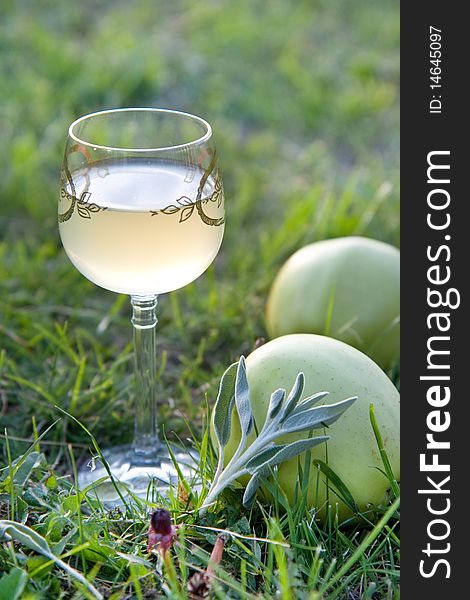 Homemade wine with green apples. Homemade wine with green apples
