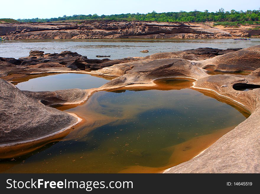 Colorful rock, Mekong River, Thailand