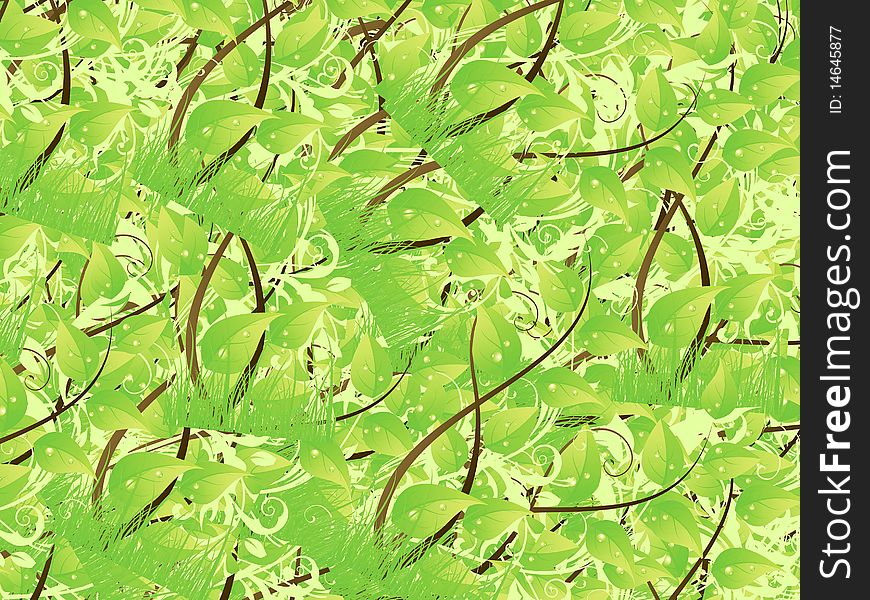 Beautiful green foliage ornament pattern, illustration. Beautiful green foliage ornament pattern, illustration