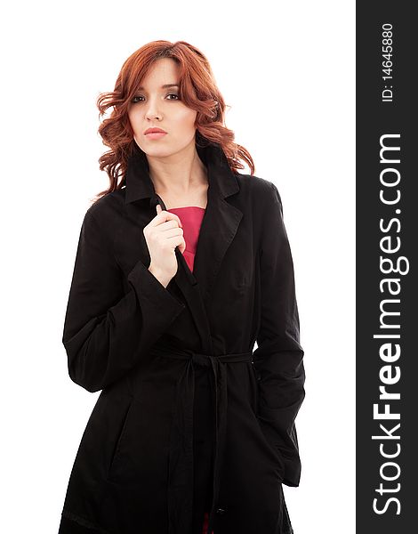 Woman In Black Raincoat