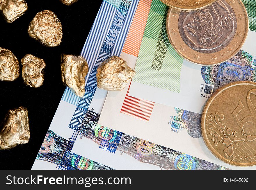 Gold Nuggets And Money