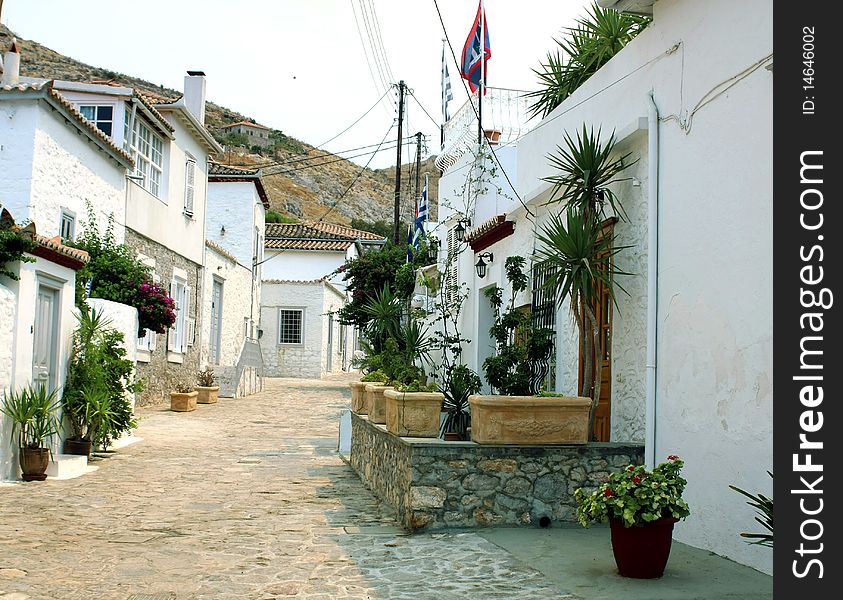 The view on the typical path in Hydra island. The view on the typical path in Hydra island